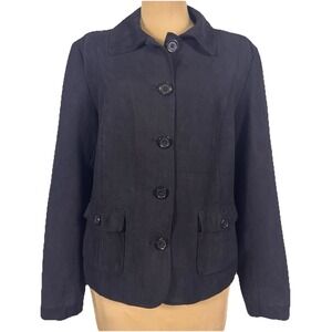 Studio Works Black Microfiber/Faux Suede Shirt Jacket 14P  Button Up‎ Lined